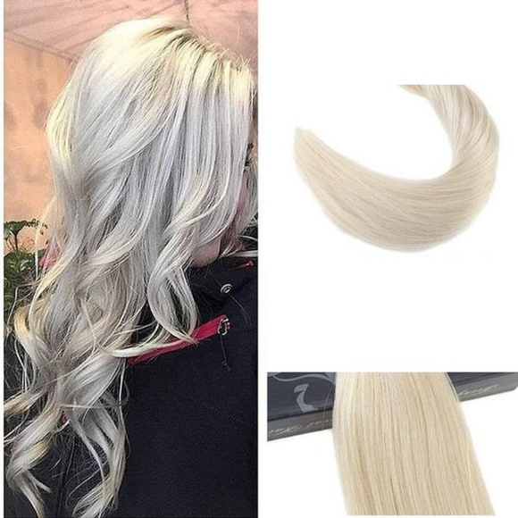 Straight Hair Extensions 26" #60 Platinum Blonde - Picture 2 of 5